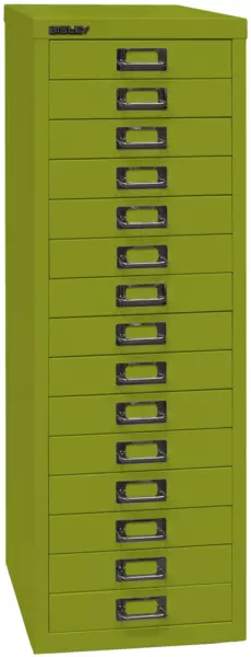 armadio con cassetti per ufficio,AxlxP 860x279x380mm, 15cassetto(i),corpo verde