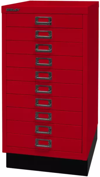 Büro-Schubladenschrank,HxBxT 670x349x432mm,10 Schublade(n), Korpus kardinalrot