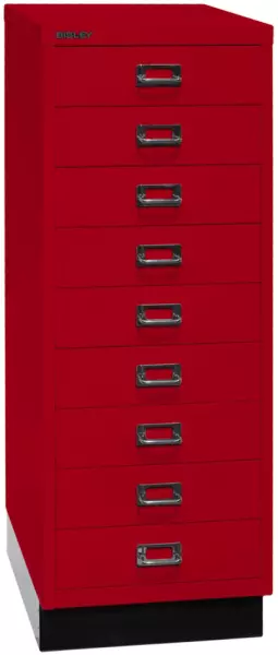 Büro-Schubladenschrank,HxBxT 940x349x432mm,9 Schublade(n), Korpus kardinalrot