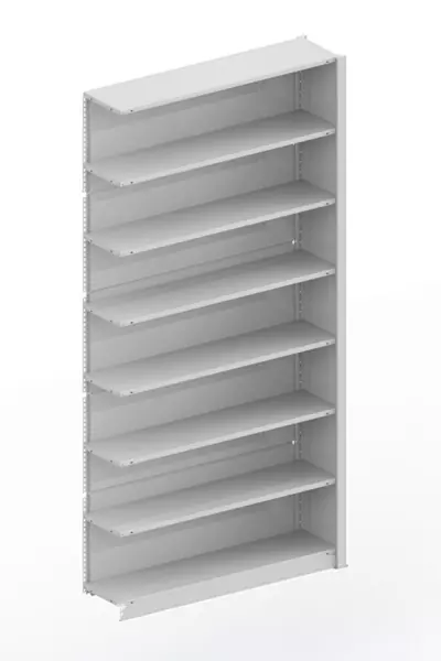 Büroregal,Anbaufeld,HxBxT 2550x1256x335mm,7 OH, 8xStahlboden,Korpus RAL7035