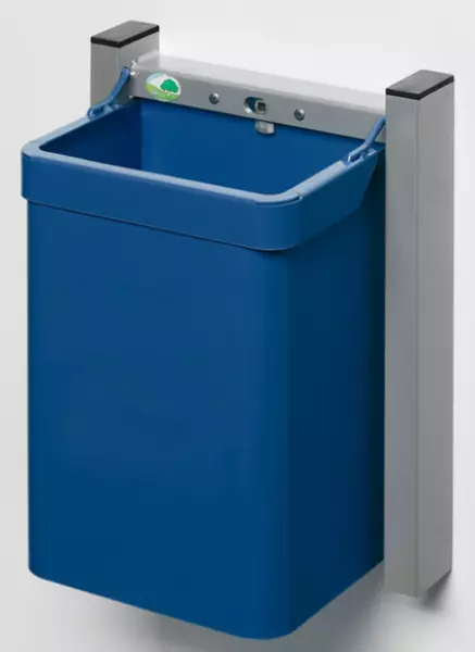 Abfallbehälter,15l,HxBxT 425x 310x230mm,Wandbefestigung, Korpus Stahl blau