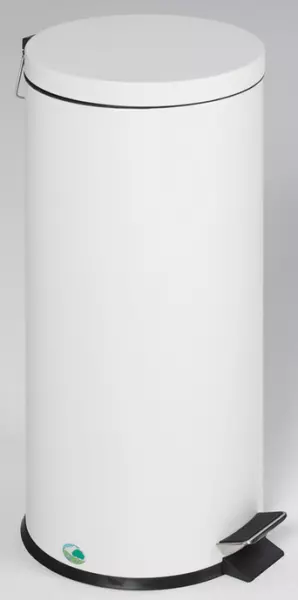 Tretabfallbehälter,30l,HxØ 640x290mm,Innenbehälter Kunststoff,Korpus Stahl weiß