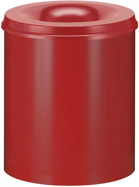 Papierkorb,selbstlöschend,80l, HxØ 540x470mm,Kopfteil rot, Korpus Stahl rot