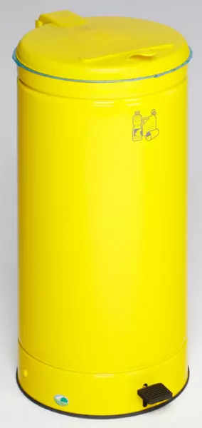 Abfallbehälter,66l,HxBxT 810x 380x430mm,Korpus Stahl gelb, Deckel Kunststoff gelb