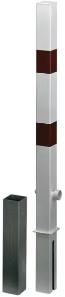 Sperrpfosten,m. Flachkopf, HxBxT 1000x70x70mm,Stahl, rot/weiß