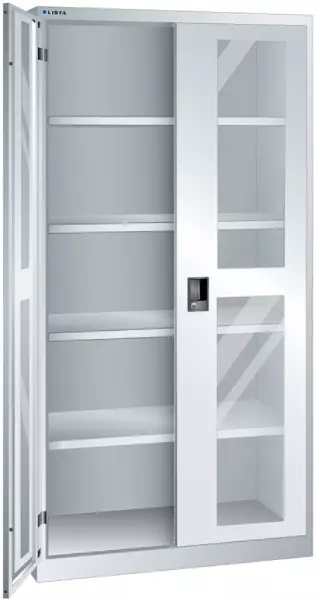 Armoire à portes vitrées,HxlxP 1950x1000x580mm,4xtablette en acier,Key Lock