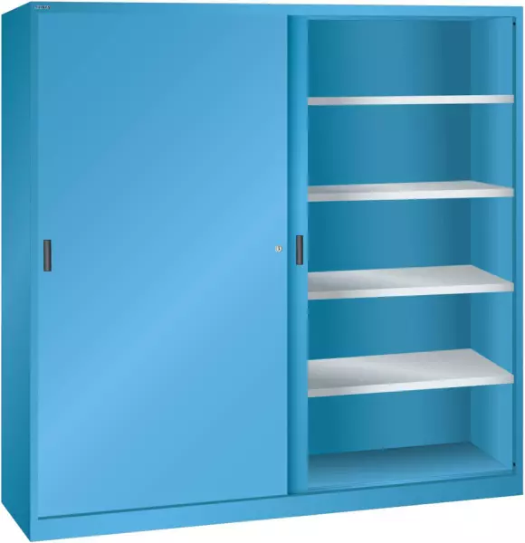 Schiebetürenschrank,HxBxT 1950x2000x580mm,8xStahlboden, Mitteltrennwand