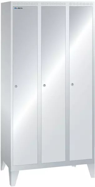 Garderobenschrank,HxBxT 1850x 900x500mm,3 Abt.,Abt. B 300mm, Zyl.-Schl.,Füße
