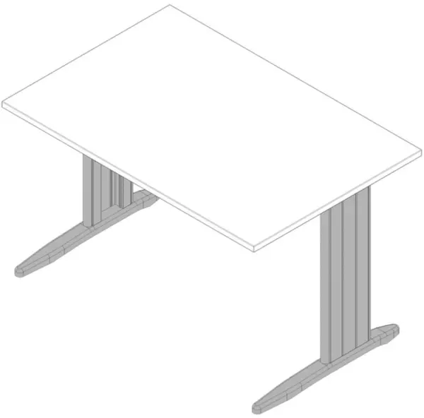Schreibtisch,HxBxT 730x1200x 800mm,Platte weiß,C-Fuß alu