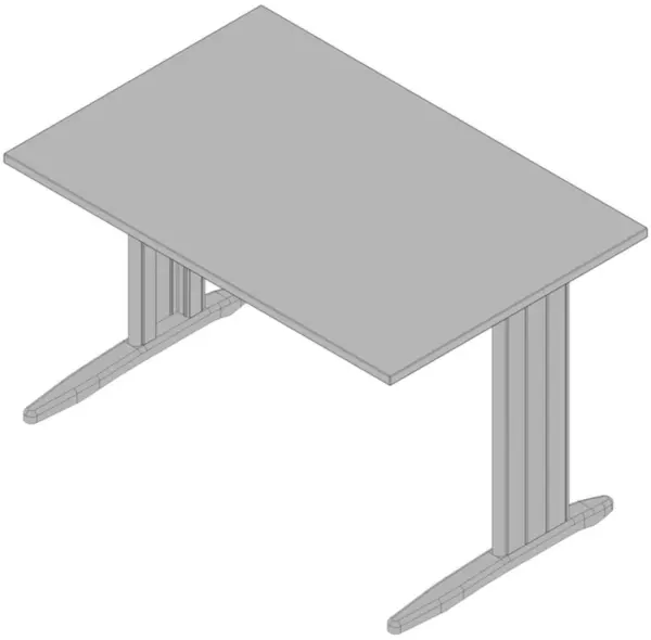 Schreibtisch,HxBxT 730x1200x 800mm,Platte grau,C-Fuß alu