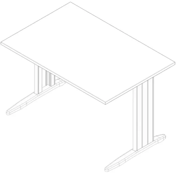 table de bureau,HxlxP 730x 1200x800mm,panneau blanc,pied en C blanc