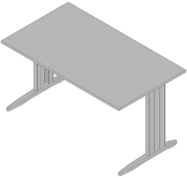 Schreibtisch,HxBxT 730x1400x 800mm,Platte grau,C-Fuß alu
