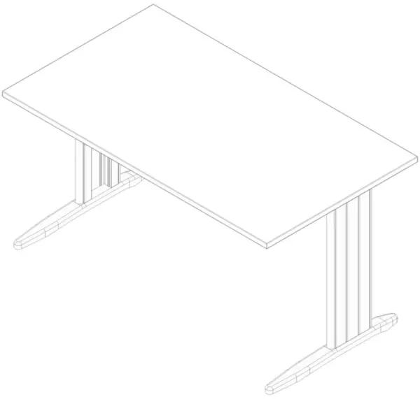 table de bureau,HxlxP 730x 1400x800mm,panneau blanc,pied en C blanc