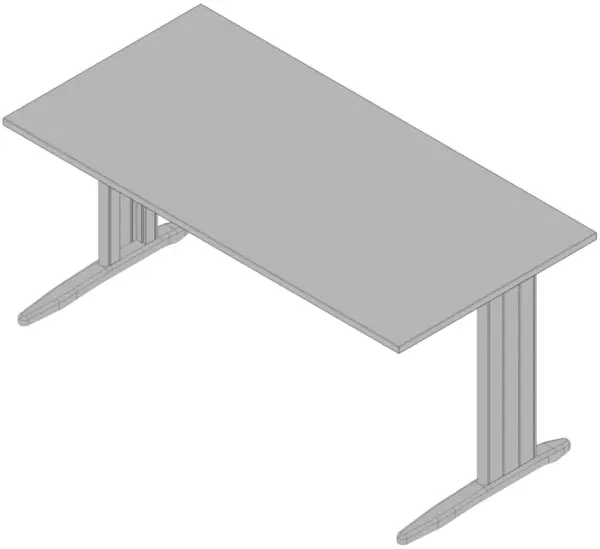 Schreibtisch,HxBxT 730x1600x 800mm,Platte grau,C-Fuß alu