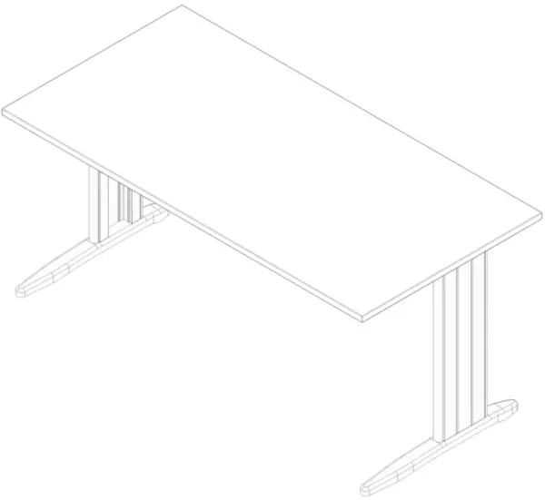 Schreibtisch,HxBxT 730x1600x 800mm,Platte weiß,C-Fuß weiß