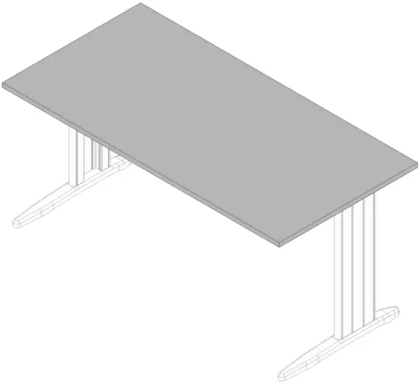 Schreibtisch,HxBxT 730x1600x 800mm,Platte grau,C-Fuß weiß