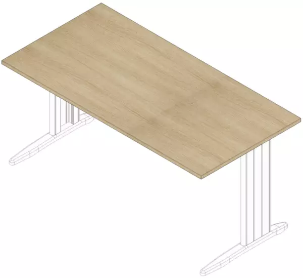 Schreibtisch,HxBxT 730x1600x 800mm,Platte Eiche,C-Fuß weiß