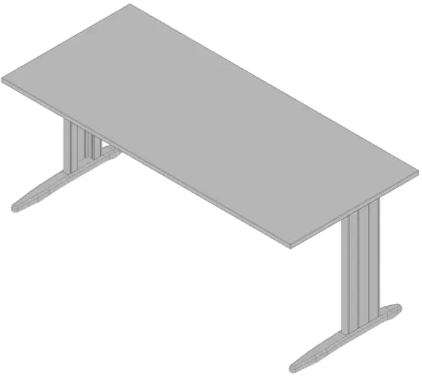 Schreibtisch,HxBxT 730x1800x 800mm,Platte grau,C-Fuß alu