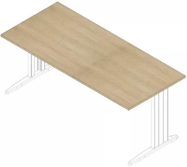 Schreibtisch,HxBxT 730x1800x 800mm,Platte Eiche,C-Fuß weiß