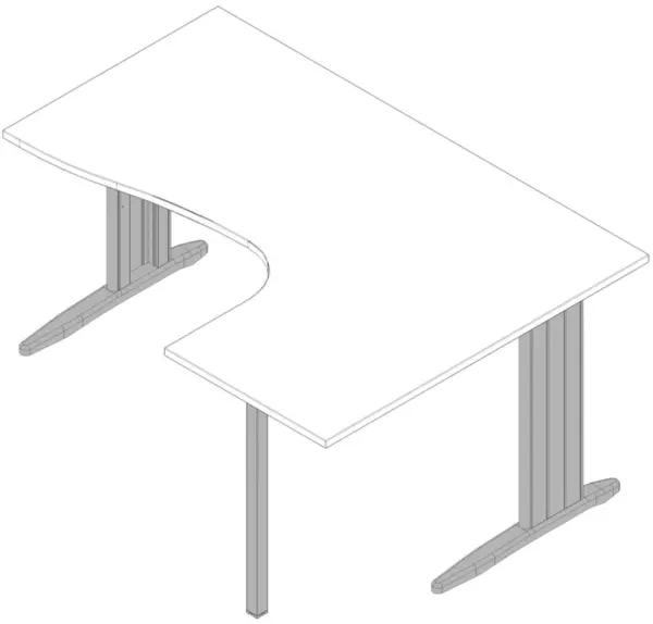 Winkel-Schreibtisch,HxBxT 730x 1600x1200mm,Platte weiß,Ver- tiefung rechts