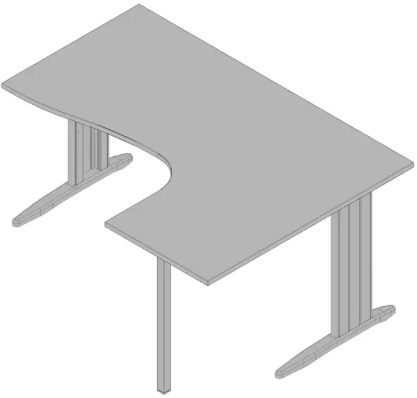 Winkel-Schreibtisch,HxBxT 730x 1600x1200mm,Platte grau,Ver- tiefung rechts