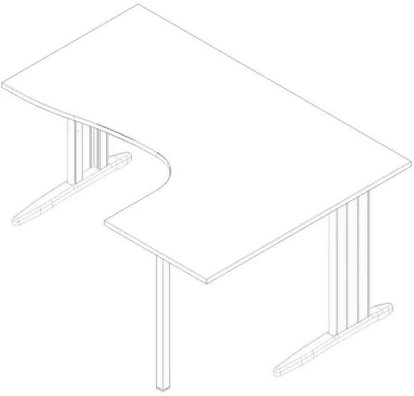 Winkel-Schreibtisch,HxBxT 730x 1600x1200mm,Platte weiß,Ver- tiefung rechts