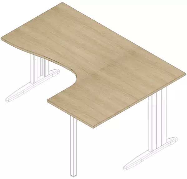 Winkel-Schreibtisch,HxBxT 730x 1600x1200mm,Platte Eiche,Ver- tiefung rechts