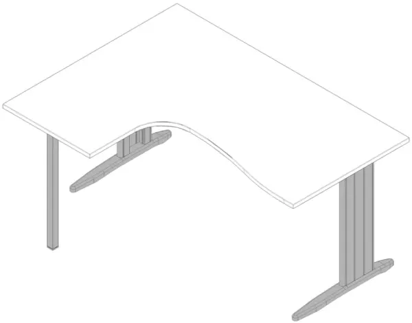 Winkel-Schreibtisch,HxBxT 730x 1600x1200mm,Platte weiß,Ver- tiefung links,C-Fuß alu