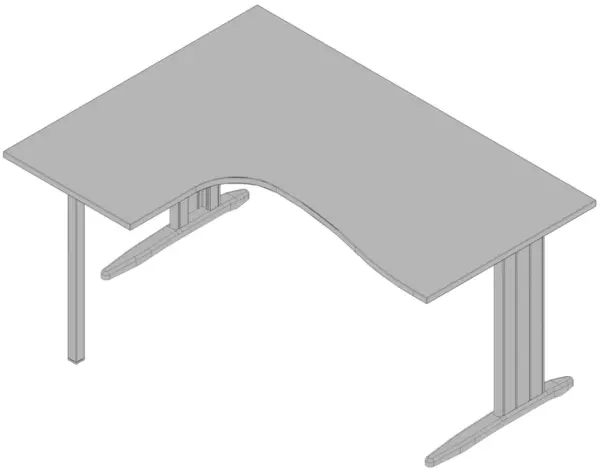 Winkel-Schreibtisch,HxBxT 730x 1600x1200mm,Platte grau,Ver- tiefung links,C-Fuß alu