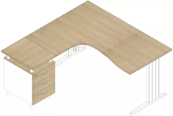 Büro-Set,1 Schreibtisch,1 Standcontainer,Tisch HxBxT 730x1600x1650mm,C-Fuß