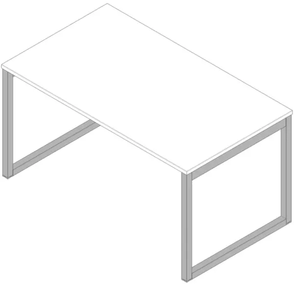 Schreibtisch,HxBxT 730x1400x 800mm,Platte weiß,Kufengestell alu