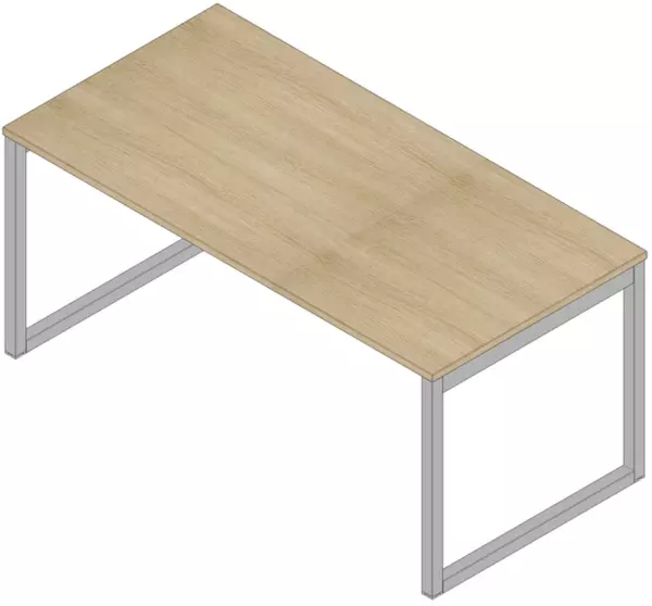 Schreibtisch,HxBxT 730x1600x 800mm,Platte Eiche,Kufenge- stell alu