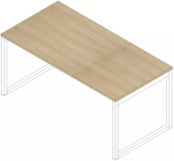 Schreibtisch,HxBxT 730x1600x 800mm,Platte Eiche,Kufenge- stell weiß