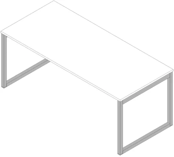 Schreibtisch,HxBxT 730x1800x 800mm,Platte weiß,Kufengestell alu
