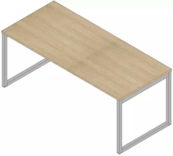 Schreibtisch,HxBxT 730x1800x 800mm,Platte Eiche,Kufenge- stell alu
