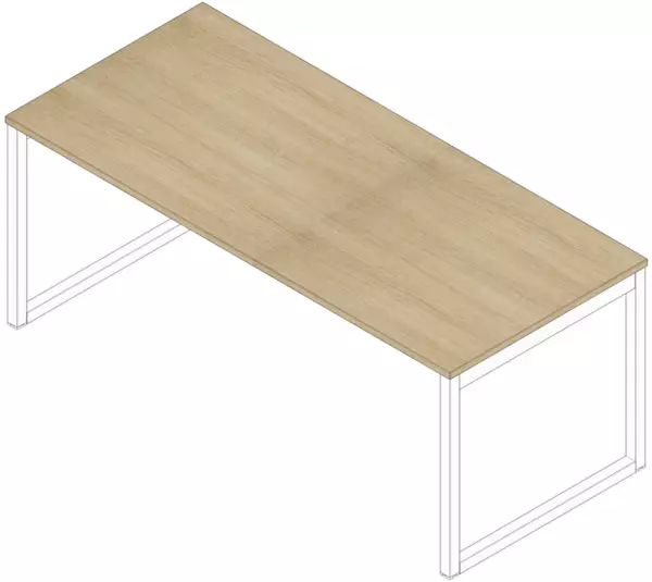 Schreibtisch,HxBxT 730x1800x 800mm,Platte Eiche,Kufenge- stell weiß