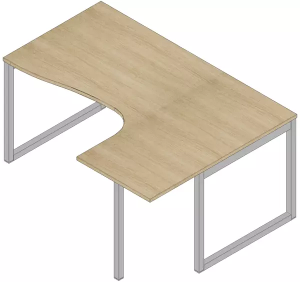 Winkel-Schreibtisch,HxBxT 730x 1600x1200mm,Platte Eiche,Ver- tiefung rechts