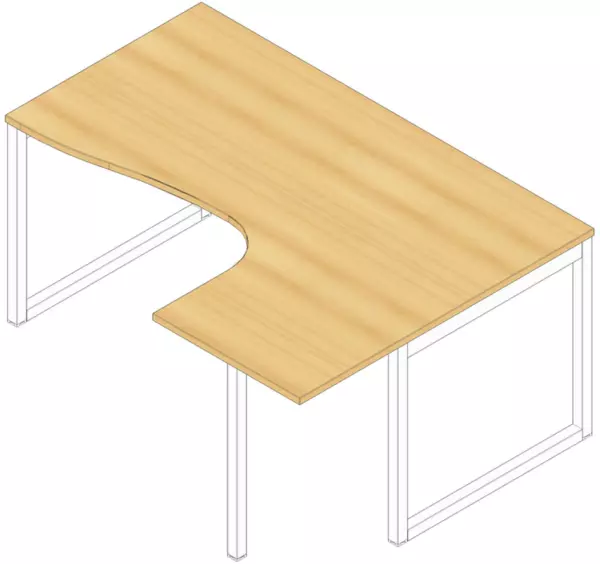 Winkel-Schreibtisch,HxBxT 730x 1600x1200mm,Platte Buche,Ver- tiefung rechts
