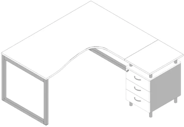 Büro-Set,1 Schreibtisch,1 Standcontainer,Tisch HxBxT 730x1600x1650mm