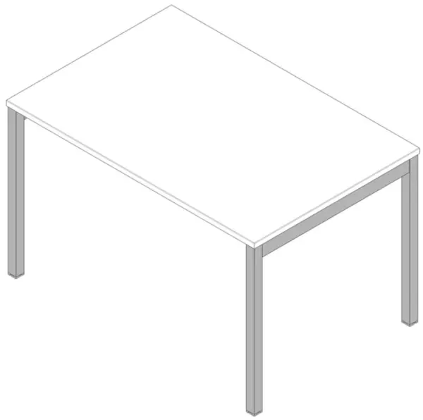 Schreibtisch,HxBxT 730x1200x 800mm,Platte weiß,4-Fuß alu