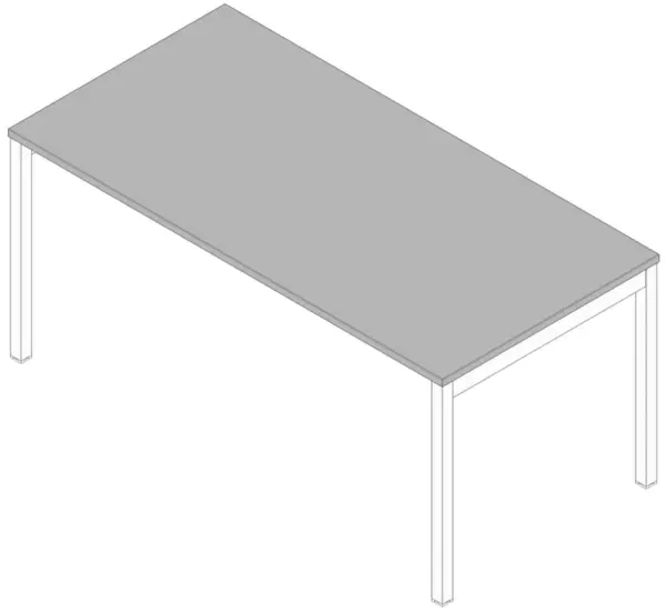 Schreibtisch,HxBxT 730x1600x 800mm,Platte grau,4-Fuß weiß