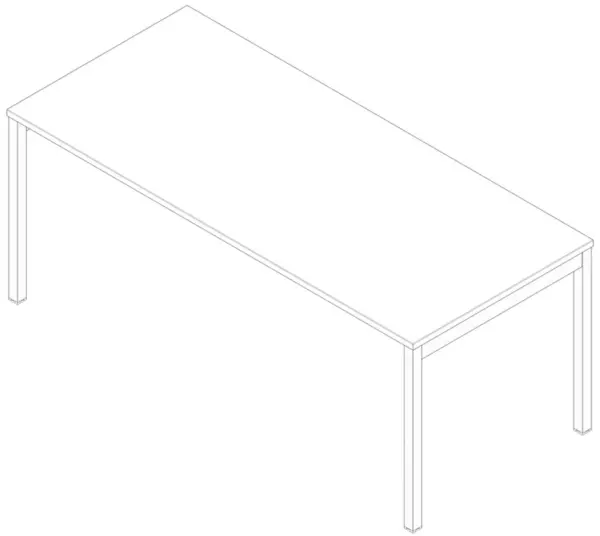 Schreibtisch,HxBxT 730x1800x 800mm,Platte weiß,4-Fuß weiß
