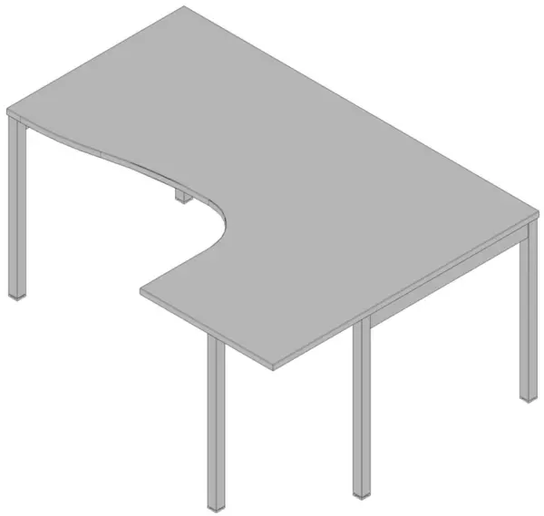 Höhenverstellbarer Winkel- Schreibtisch,HxBxT 680-760x 1600x1200mm,Platte grau