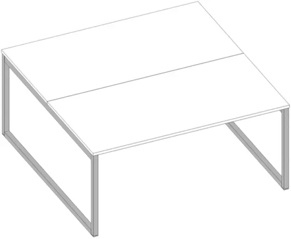 Benchtisch,HxBxT 730x1600x 1600mm,Platte weiß,Kufenge- stell alu,2 Tischplatten