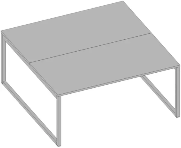 Benchtisch,HxBxT 730x1600x 1600mm,Platte grau,Kufenge- stell alu,2 Tischplatten
