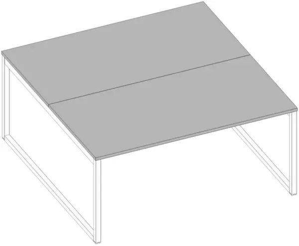 Benchtisch,HxBxT 730x1600x 1600mm,Platte grau,Kufenge- stell weiß,2 Tischplatten