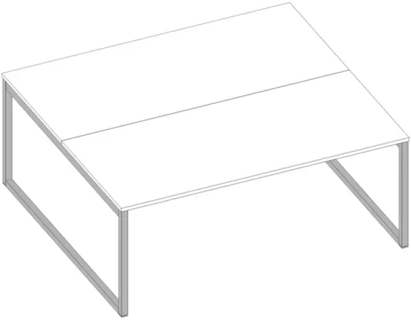 Benchtisch,HxBxT 730x1800x 1600mm,Platte weiß,Kufenge- stell alu,2 Tischplatten