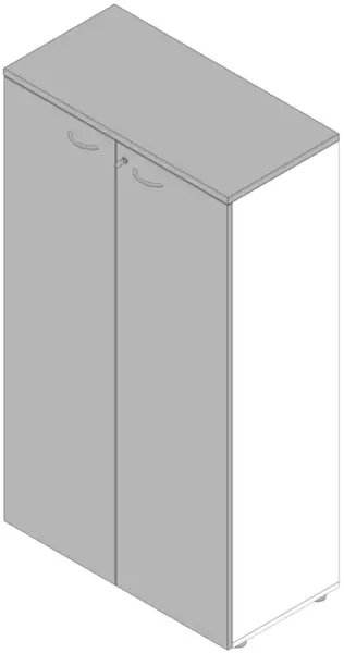 Büro-Flügeltürenschrank, 3xHolzboden,4 OH,Korpus weiß, Front grau