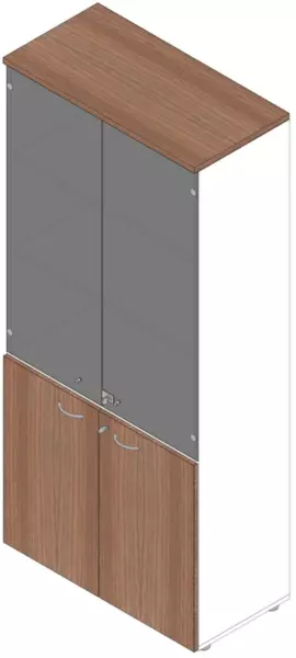 Büro-Glastürenschrank,HxBxT 2000x900x450mm,Glastüren o. Rahmen,4xHolzboden,5 OH