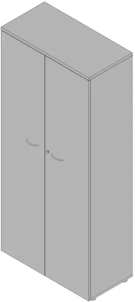 Büro-Flügeltürenschrank, 4xHolzboden,5 OH,Korpus alu, Front grau